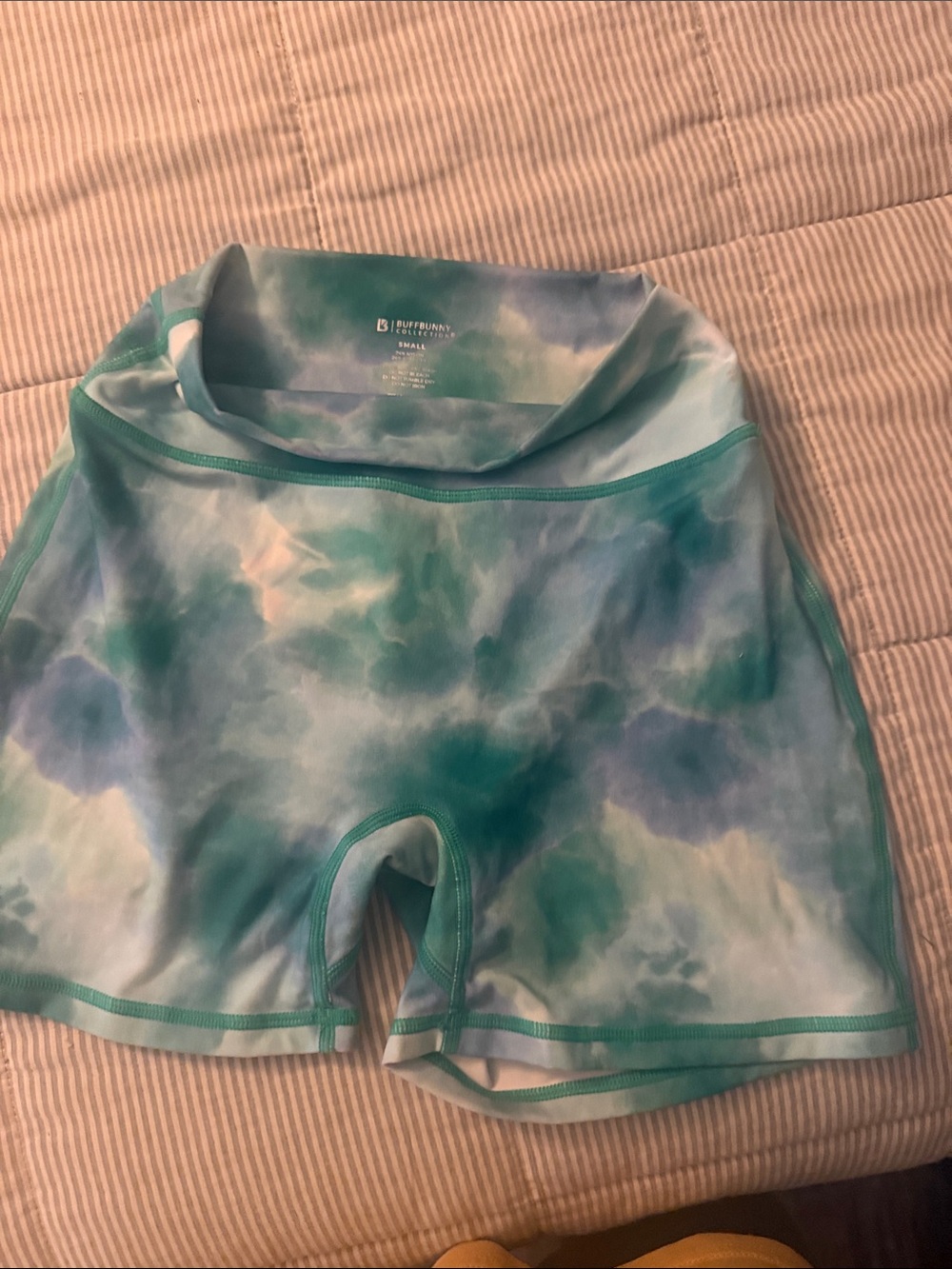 BuffBunny Tie-Dye Green Blue Athletic Bike Shorts
